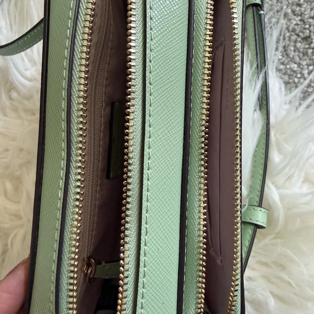 Kate Spade Mint Green Double Zip Crossbody Camera Bag EUC